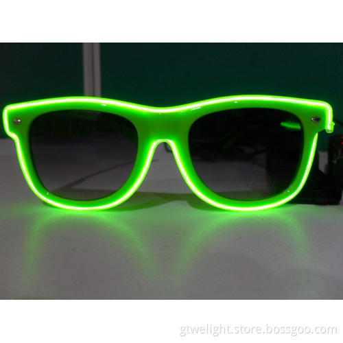EL Grow in Dark Sunglasses EL Wire Glasses Green Light